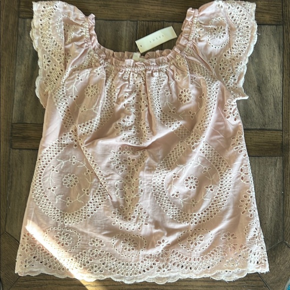 Adiva Tops - Adiva Pink Eyelet Lace Top